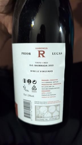 Portogallo Bairrada Prior Lucas Habemus R Single Vineyard 2021