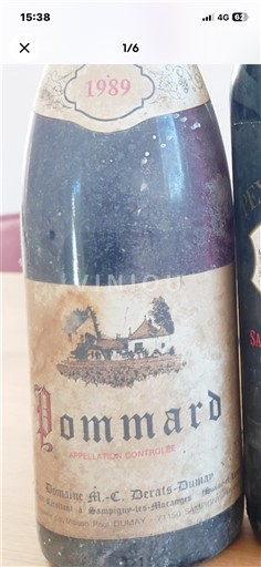 Bourgogne Pommard Domaine M.C. Derats-Dumay 1989