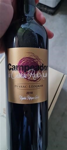 Bordeaux Pessac-Léognan Château Roche-Lalande Campeador 2018
