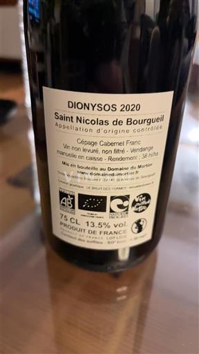 Thung lũng sông Loire Saint-Nicolas-De-Bourgueil Domaine Mortier Dionysos 2020