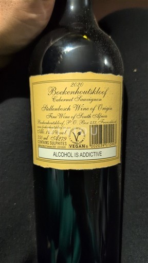 Regione Costiera Stellenbosch Boekenhoutskloof Cabernet Sauvignon 2020