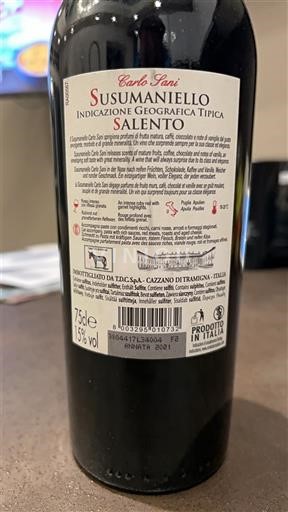 Puglia Salento Carlo Sani Susumaniello 2021