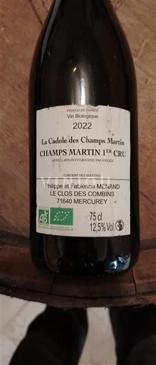 Borgogna Mercurey Premier Cru Domaine Menand La Cadole des Champs Martin 2022