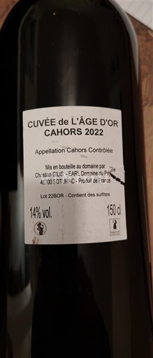 Sud-Ouest Cahors Domaine Peyrie de l'Âge d'Or 2022