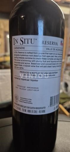 Vine Rouge sec Reserva Viña San Esteban 2022 Chile Rapel-dalen Colchagua Valley