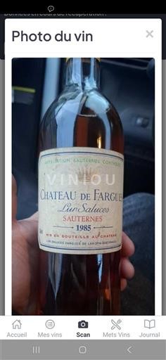 Bordeaux Sauternes Château Fargues 1985