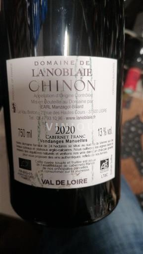 Loire Valley Chinon Domaine Lanoblaie 2020