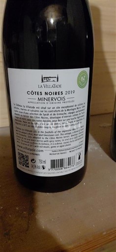 Languedoque Minervois La Villaade Côtes Noires 2019