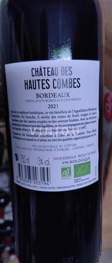 Bordeaux Château S Hautes Combes 2021