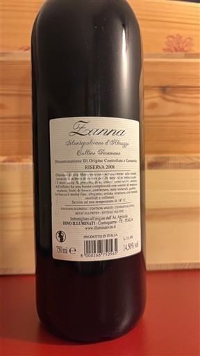 Abruci Montepulciano d'Abruzzo Dino Illuminati Zanna 2008