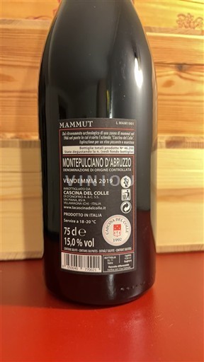 Abruzzerne Montepulciano d'Abruzzo Cascina del Colle Mammut 2019