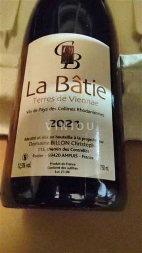 Thung lũng Rhône Không được chỉ định Domaine Billon Christophe La Bâtie Terres de Viennae 2021