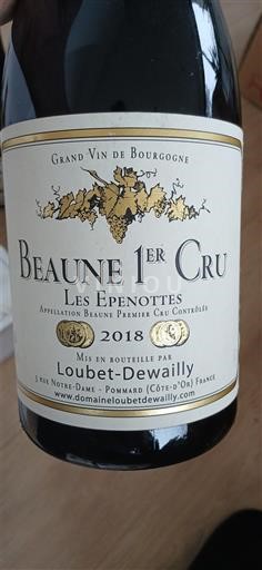 Bourgogne Beaune Premier Cru Loubet-Dewailly Les Epenottes 2018