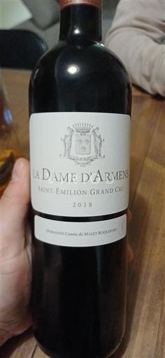Burdeos Saint-Émilion Gran Cru Grand Cru Domaine Domaines Comte de Malet Roquefort La Dame d'Armens 2018