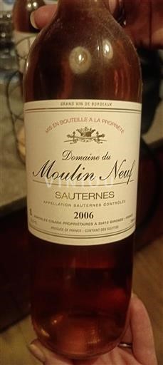 Burdeos Sauternes Domaine Moulin Neuf 2006