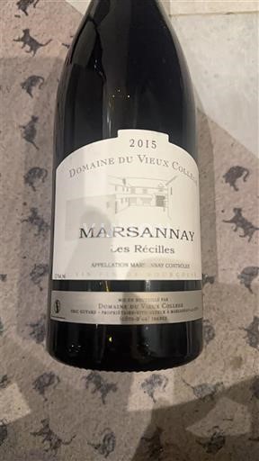 Bourgogne Marsannay Domaine Vieux Collège Les Récilles 2015