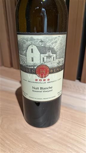 Ontario Beamsville Bench Hidden Bench Nuit Blanche Rosomel Vineyard 2023