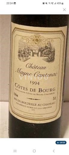 Bordeaux Côtes-de-bourg Château Mayne Cantenac 1994