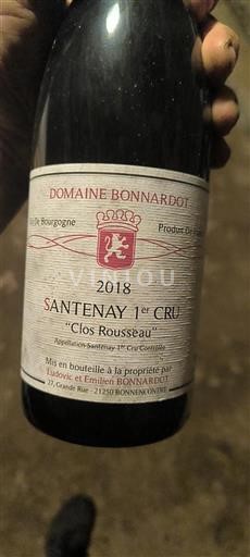 Bourgogne Santenay Premier Cru Domaine Bonnardot Clos Rousseau 2018