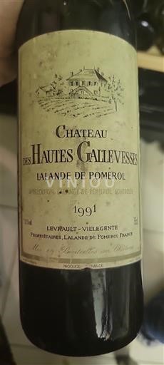 Bordeaux Lalande-de-Pomerol Château S Hautes GalièVesses 1991