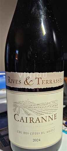 Vine Rouge sec Rives & Terrasses 2024 Frankrig Rhône-dalen Cairanne AOC