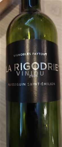 Vin Rouge sec La Rigodrie Vignobles Faytout 2023 France Bordeaux Puisseguin-saint-émilion AOC