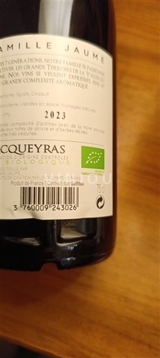 Vallée du Rhône Vacqueyras Famille Jaume 2023