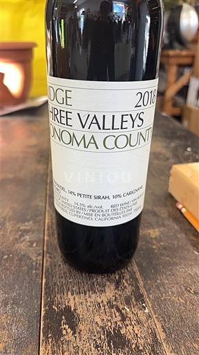 Каліфорнійські AVA Сонома Коуст Ridge Three Valleys 2018