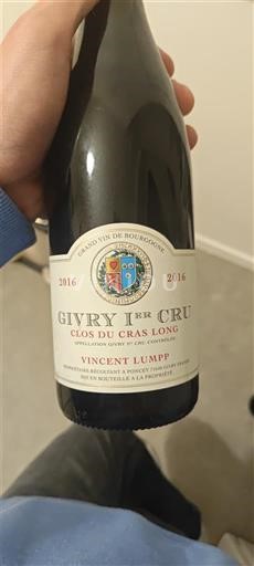 Bourgondië Givry Premier Cru Vincent Lumpp Clos du Cras Long 2016