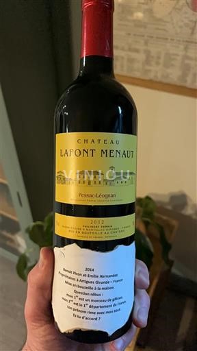 Bordeaux Pessac-Léognan Château Lafont Menaut 2012