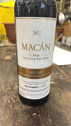 La Rioja Rioja Bodegas Benjamin de Rothschild & Vega Sicilia Macán 2017