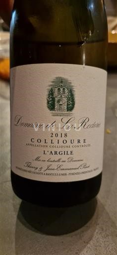 Roussillon Collioure Domaine La Rectorie L'Argile 2018