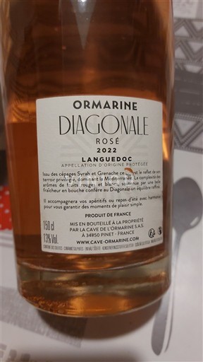 Viinit Rosé sec Diagonale Ormarine 2022 Ranska Languedoc AOC