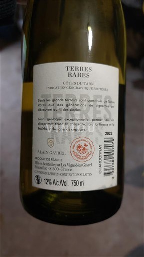 Sud-Ouest Côtes du Tarn Alain Gayrel Terres Rares 2022