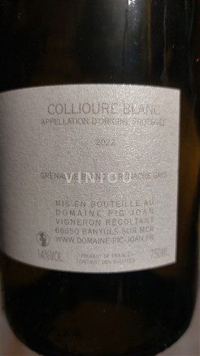 Rosellón Collioure Domaine Pic Joan 2022