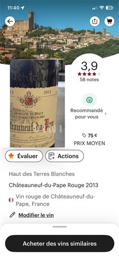 Vallée du Rhône Châteauneuf-du-pape Domaine Haut des Terres Blanches 2013