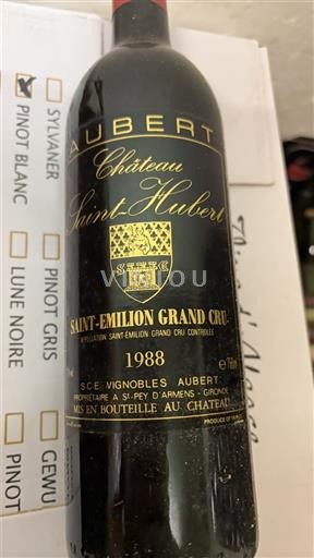 Бордо Сент-Емільйон Гран Крю Grand Cru Château Saint-Hubert 1988