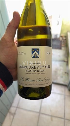 Borgogna Mercurey Premier Cru Les Héritiers Saint-Genys Clos Marcilly Monopole 2018
