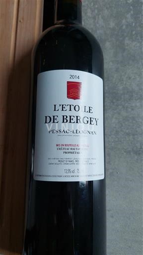 Bordeaux Pessac-Léognan Château Bérgey L'Étoile de Bergey 2014