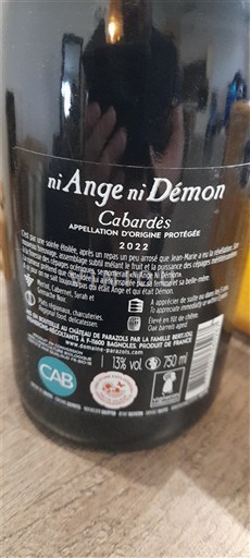 Linguadoca Cabardès Château Pennautier ni Ange ni Démon 2022