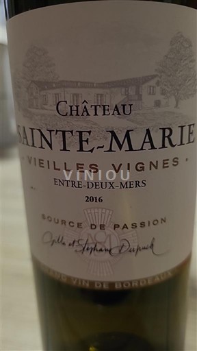 Bordeaux Entre-deux-mers Château Sainte-Marie Vieilles Vignes 2016