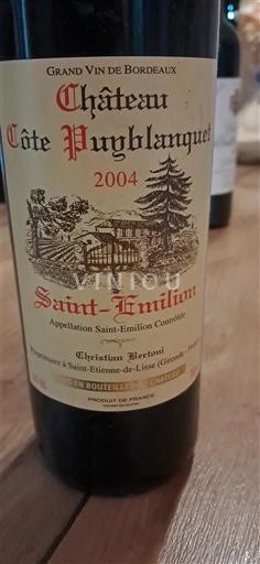Bordeaux Saint-Émilion Château Côte Puyblanquet 2004