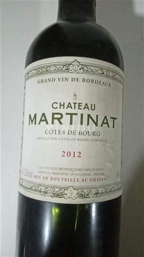 Bordeaux Côtes-de-bourg Château Martinat 2012