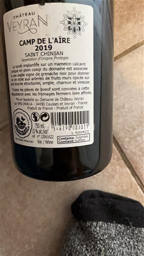 Languedoc Saint-Chinian Château Veyran Camp de l'Aire 2019