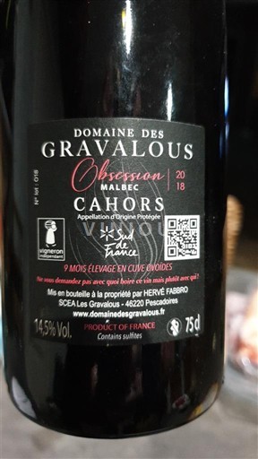 Sydvestfrankrig Cahors Domaine S Gravalous Obsession 2018