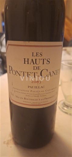Bordeaux Pauillac Pontet-Canet Les Hauts de Pontet-Canet 2003