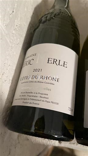 Vini Rouge sec Vendanges Manuelles Domaine Eric Merle 2021 Francia Valle del Rodano Côtes-du-Rhône AOC