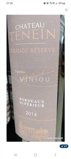 Bordeaux Bordeaux superiore Château Tenein Grande Réserve 2014