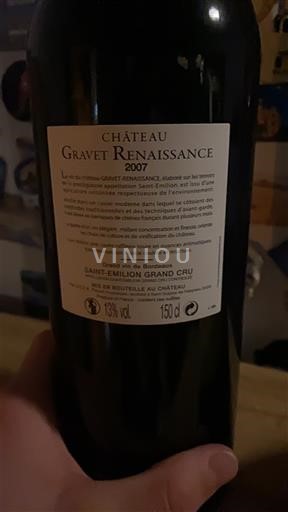 Bordeaux Saint-Émilion Grand Cru Grand Cru Château Gravet Renaissance 2007