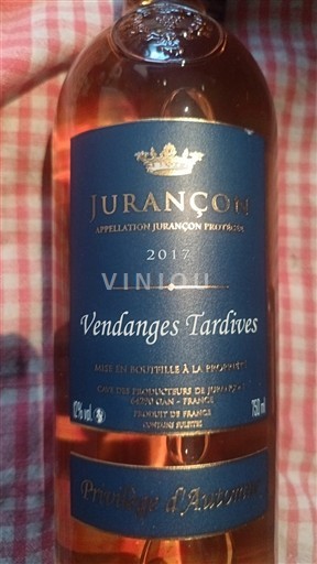 Sud-Ovest Jurançon Vendanges Tardives Cave des Producteurs du Jurançon Privilège d'Automne 2017